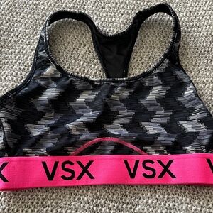 VSX Black and Gray Sports Bra with Pink Band